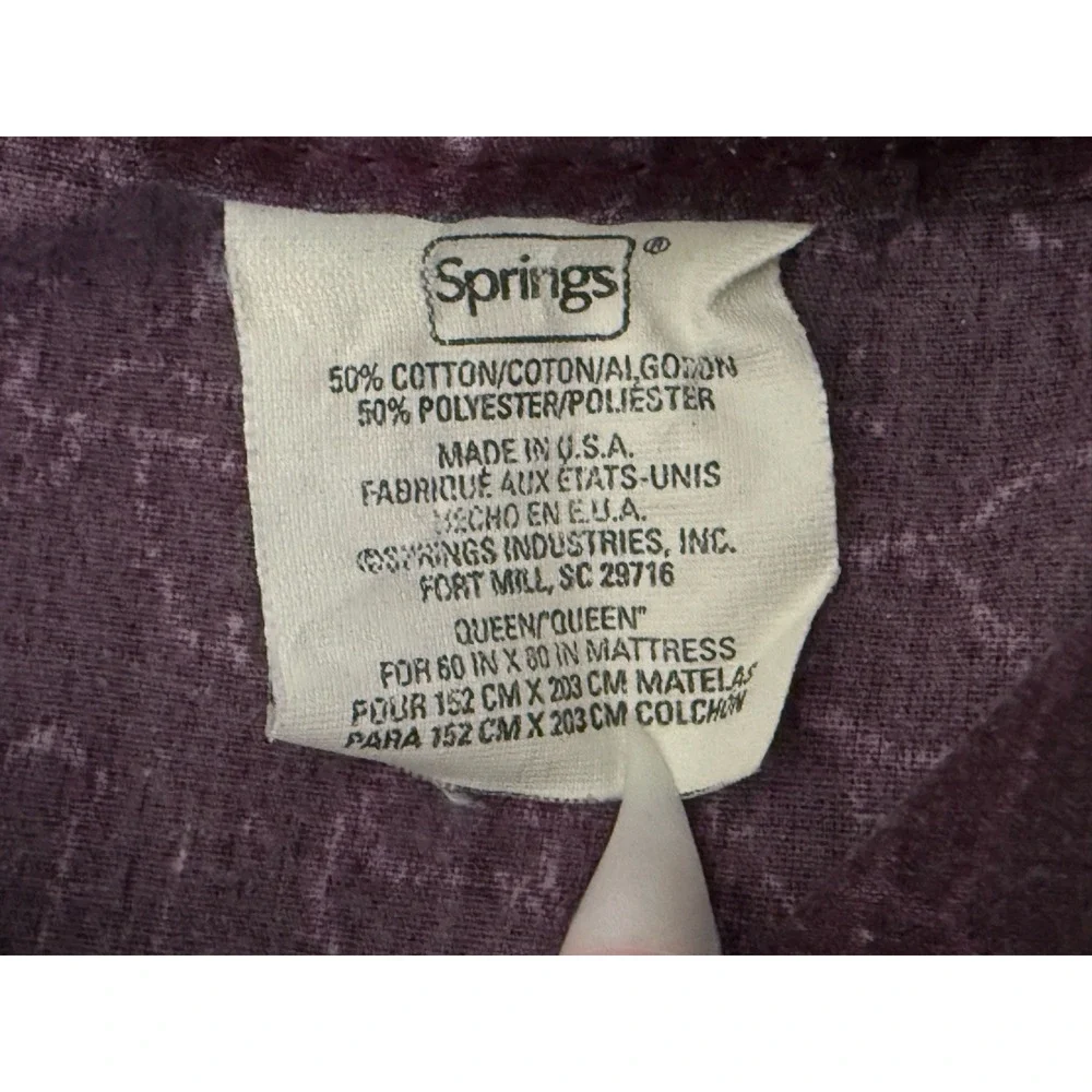 Springmaid Sheet Set Almalfi QUEEN Burgundy Flat‎ Fitted 90s Jewel Tone Rare